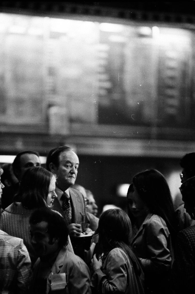 Hubert Humphrey visiting Chicago Mercantile Exchange - Perry C. Riddle for Chicago Sun-Times