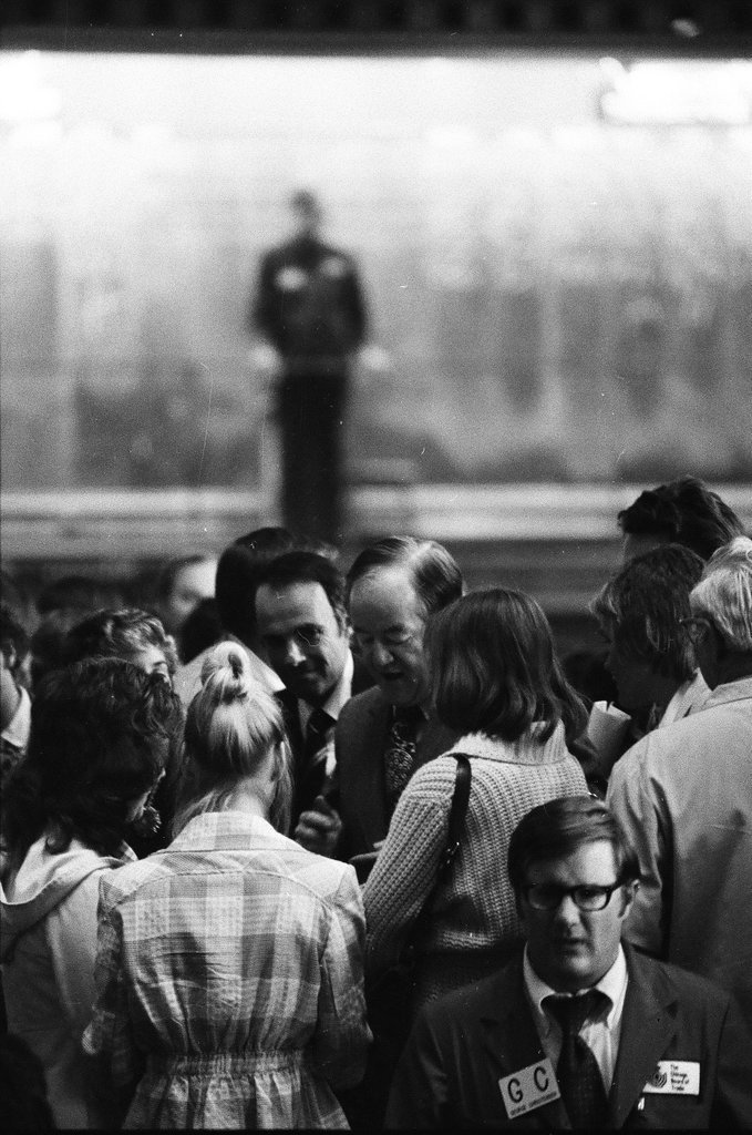 Hubert Humphrey visiting Chicago Mercantile Exchange - Perry C. Riddle for Chicago Sun-Times