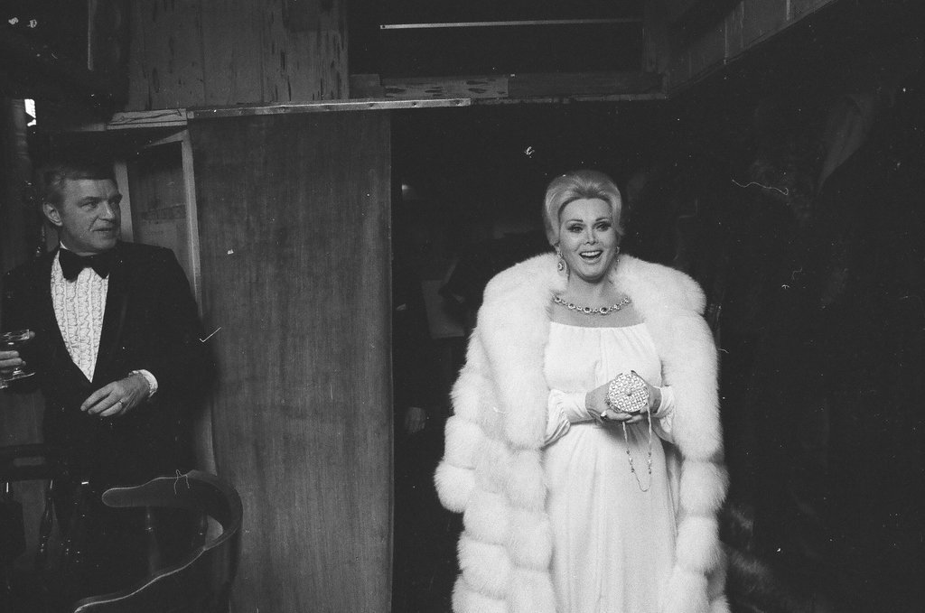 Zsa Zsa Gabor attending wedding anniversary party - Duane Hall for Chicago Sun-Times