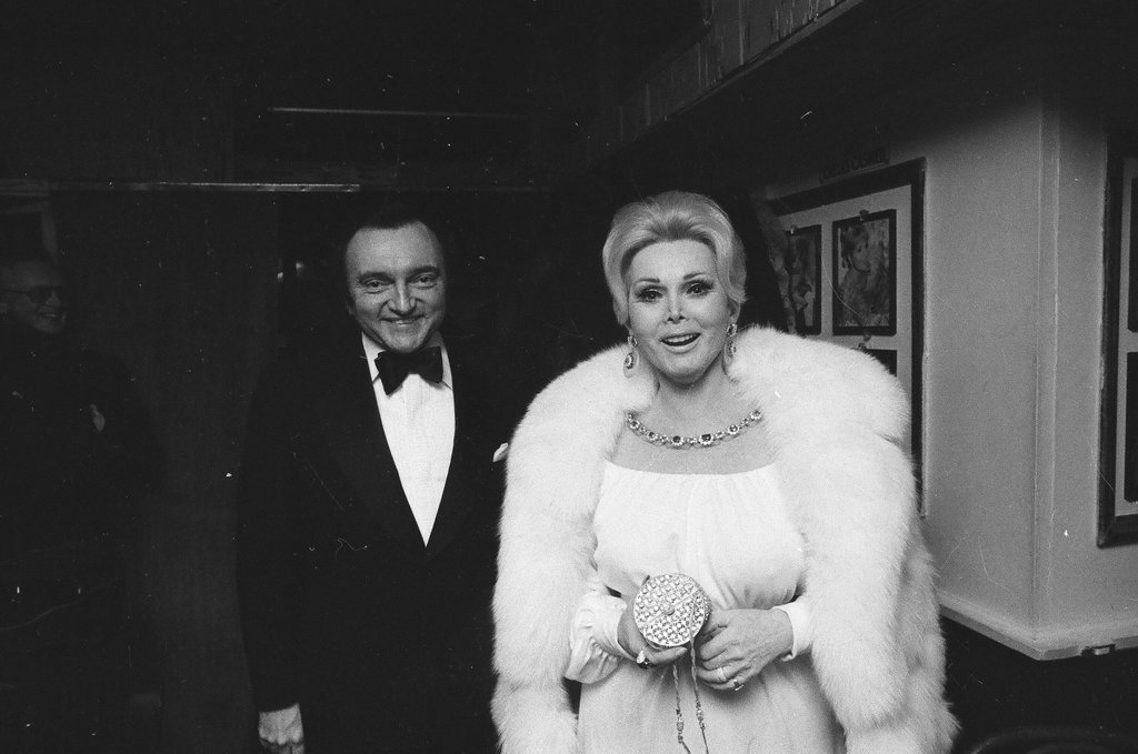 Zsa Zsa Gabor attending wedding anniversary party - Duane Hall for Chicago Sun-Times