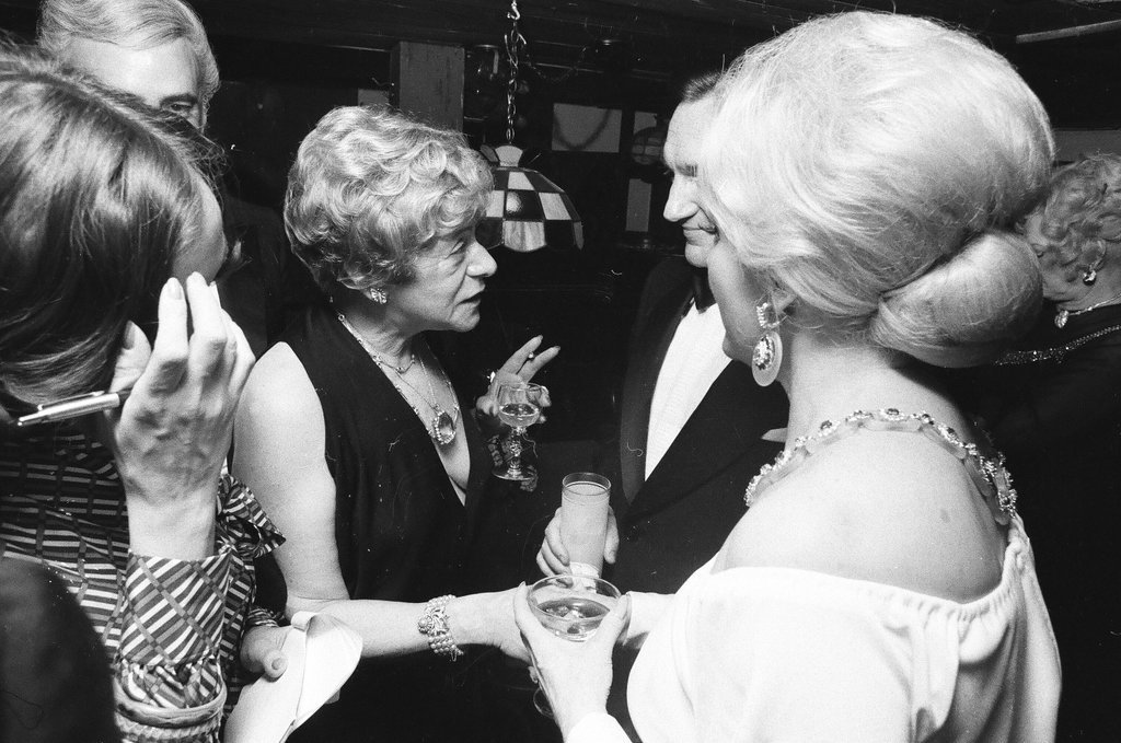 Zsa Zsa Gabor attending wedding anniversary party - Duane Hall for Chicago Sun-Times