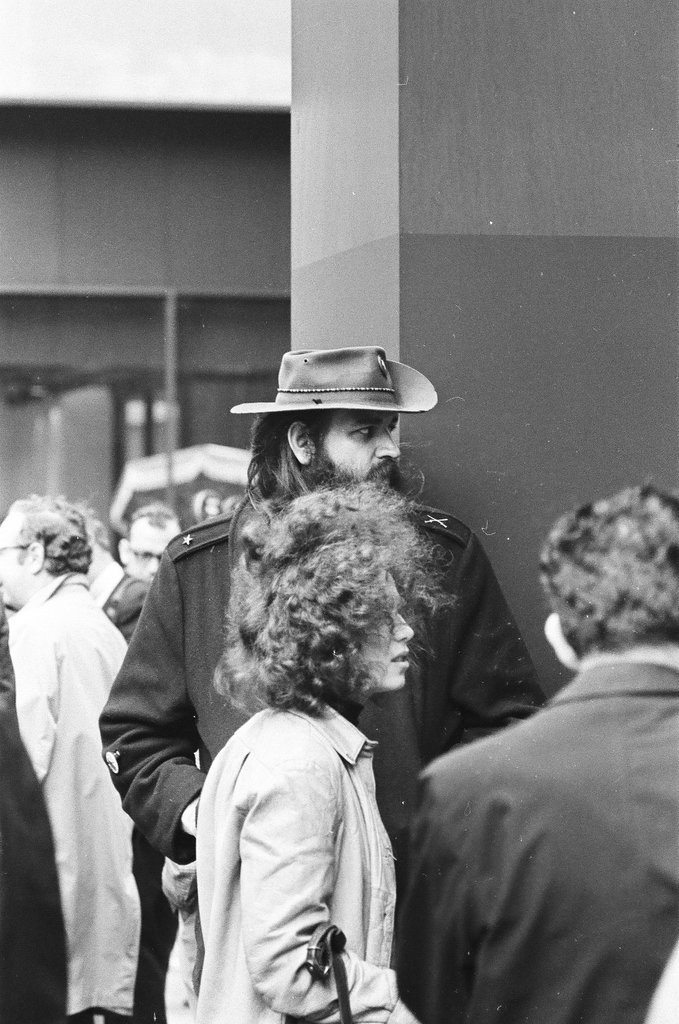Abbie Hoffman and others at demonstration outside Federal Building - Chicago Sun-Times