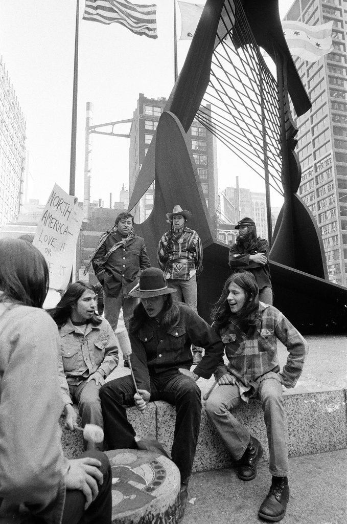 Native American demonstration at Civic Center - Chicago Sun-Times