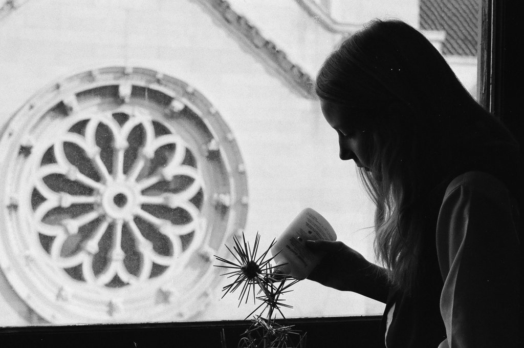 A student with her toothpick sculpture - Howard D. Simmons for Chicago Sun-Times
