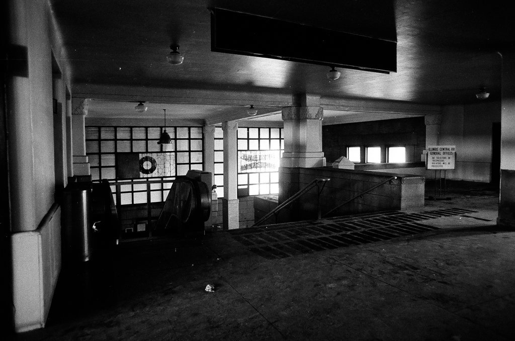 Interior and exterior of abandoned Illinois Central Station - Jerry Tomaselli for Chicago Sun-Times