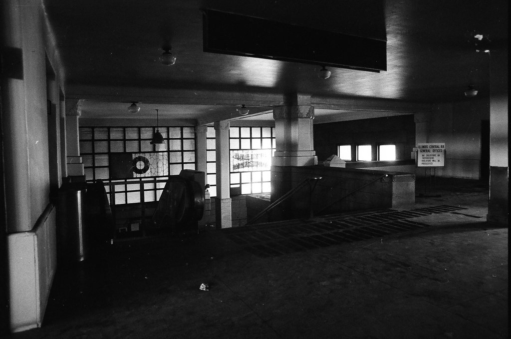 Interior and exterior of abandoned Illinois Central Station - Jerry Tomaselli for Chicago Sun-Times
