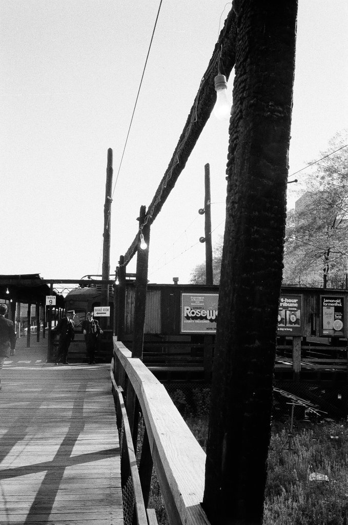 Wooden train platform in the Loop - Fred Stein for Chicago Daily News