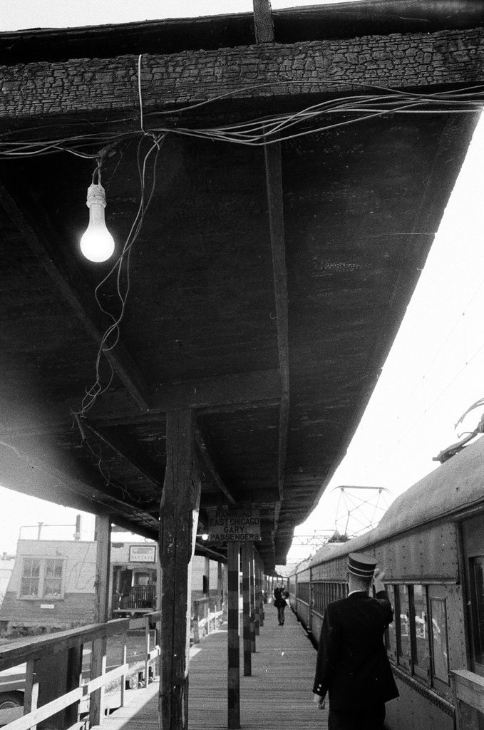 Wooden train platform in the Loop - Fred Stein for Chicago Daily News