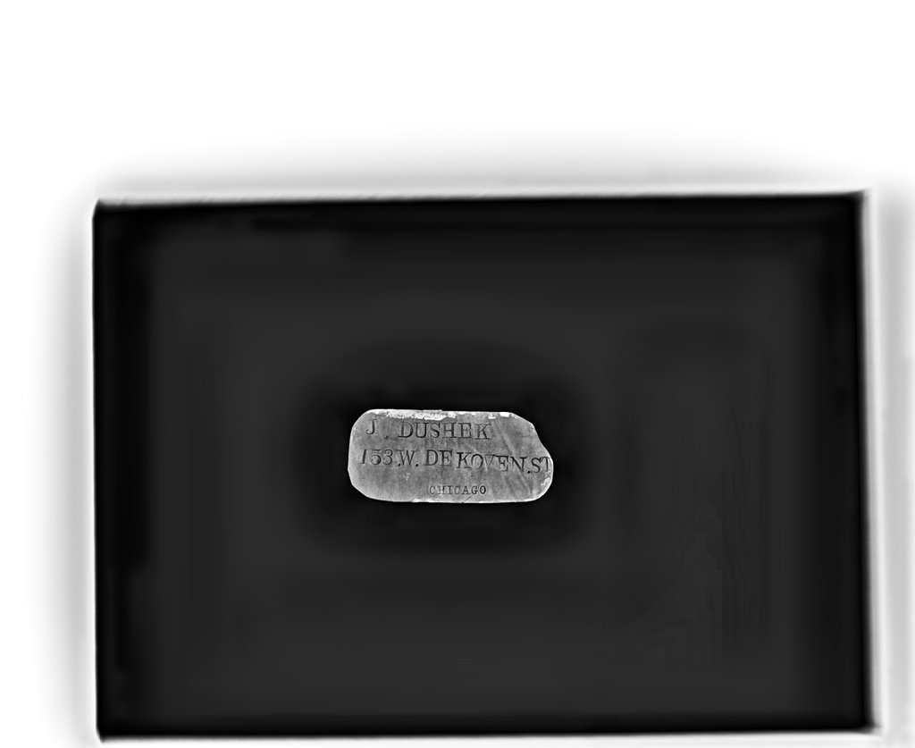 X-ray image of metal sign damaged during Chicago Fire of 1871