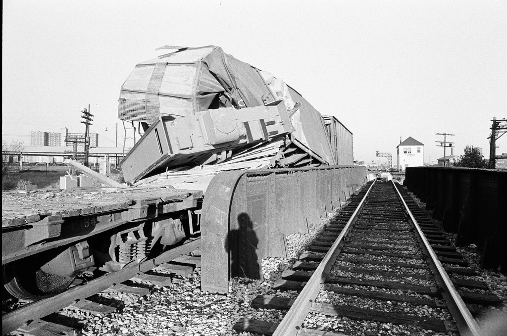 Penn rail car overturned - Chicago Sun-Times