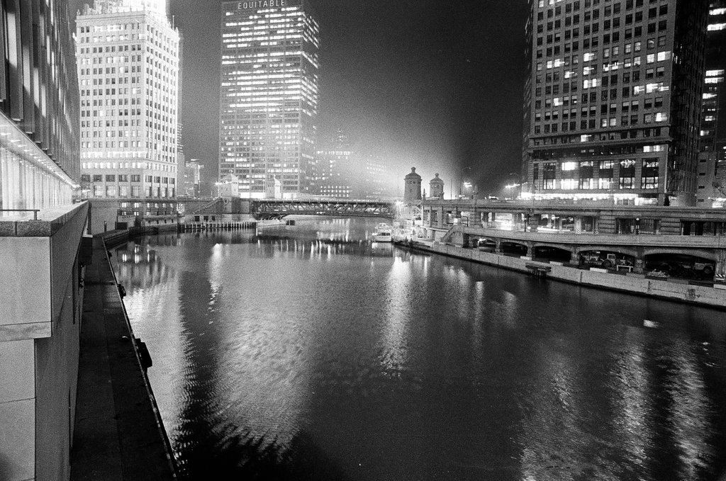 Reflection of buildings in Chicago River - Chicago Sun-Times