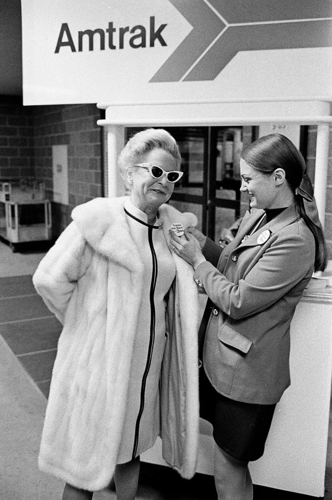 Martha MItchell at Amtrak train celebration - Pete Peters for Chicago Sun-Times
