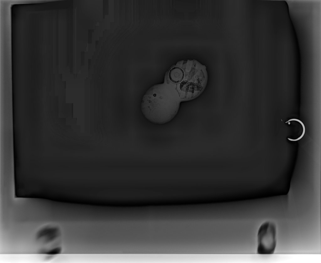X-ray image of silver watches fused together during Chicago Fire of 1871