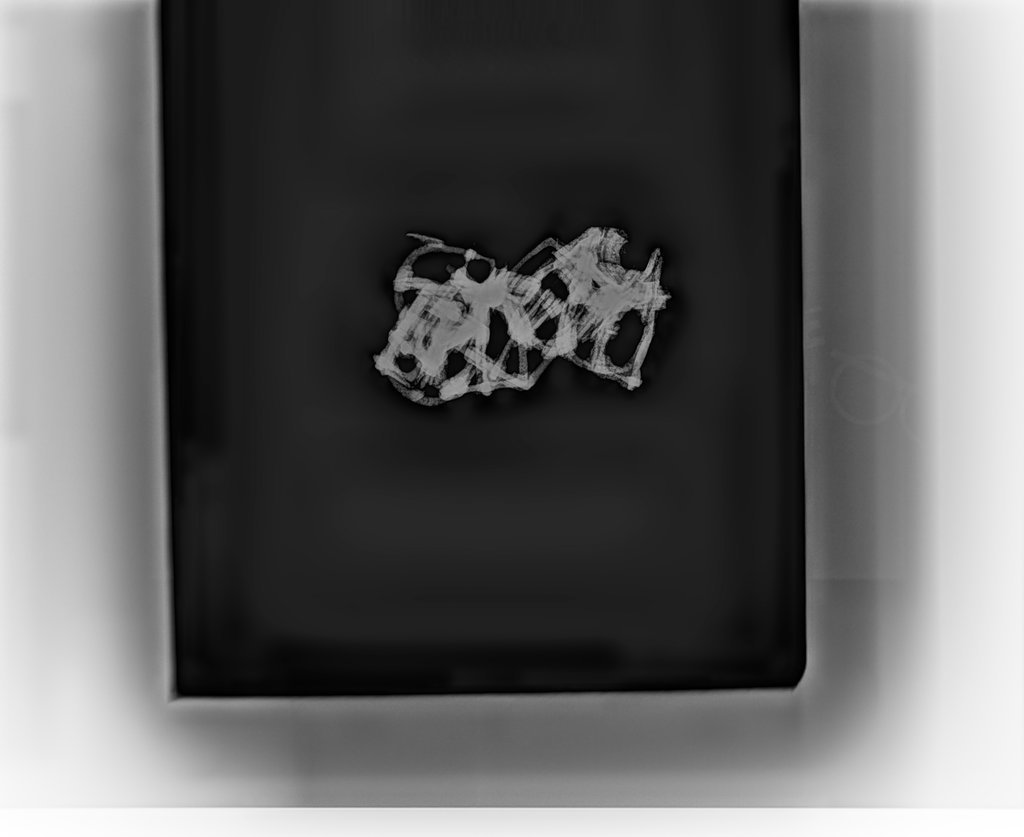 X-ray image of bunch of molten buckles from Chicago Fire of 1871