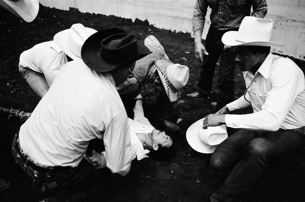Black cowboys participate in rodeo at the International Amphitheatre - Howard D. Simmons for Chicago Sun-Times