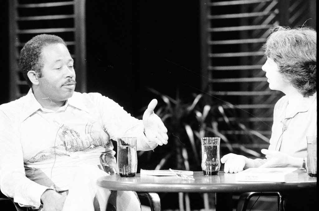 Susan Brownmiller and Eldridge Cleaver on Phil Donahue - Jerry Tomaselli for Chicago Sun-Times