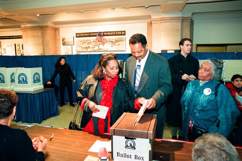 Jesse Jackson votes - Chicago Sun-Times