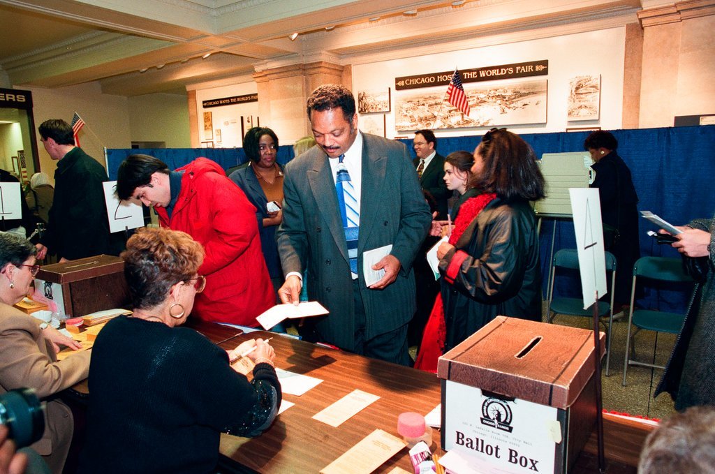 Jesse Jackson votes - Chicago Sun-Times