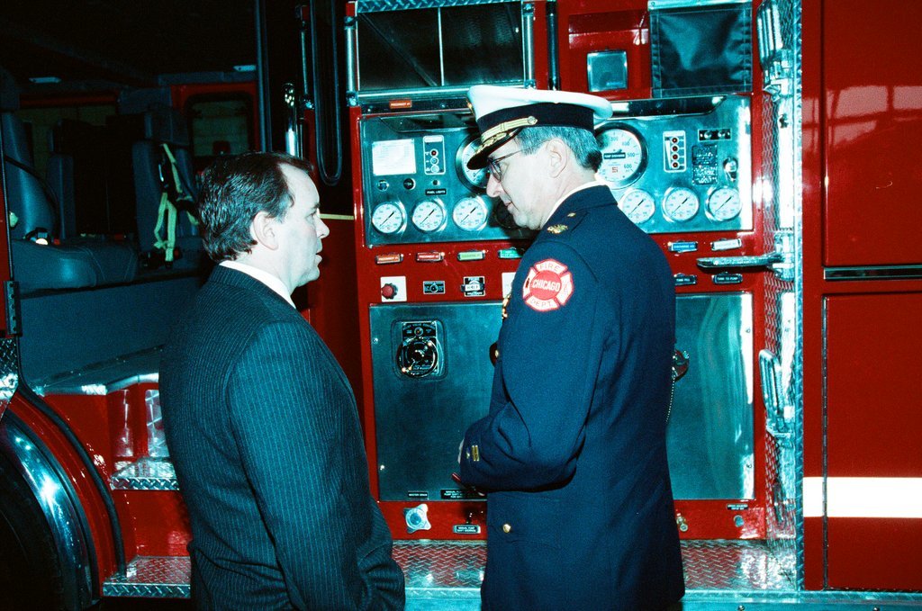 Mayor Daley at the Fire Academy - Chicago Sun-Times
