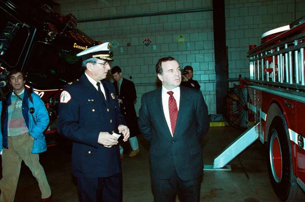 Mayor Daley at the Fire Academy - Chicago Sun-Times