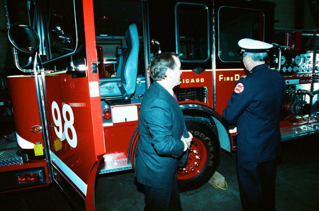 Mayor Daley at the Fire Academy - Chicago Sun-Times