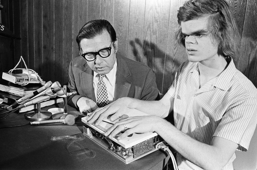 Press conference and demonstration of Braille reading machine - Peters (Clarence or Pete) for Chicago Sun-Times