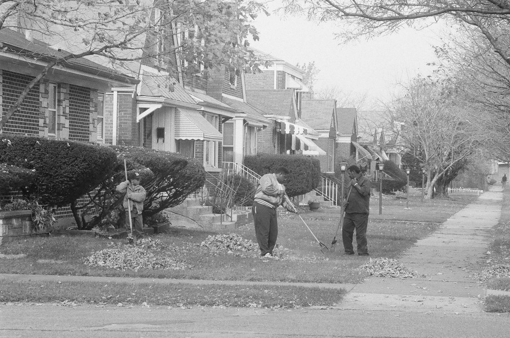 Chatham residents rake yards - Chicago Sun-Times