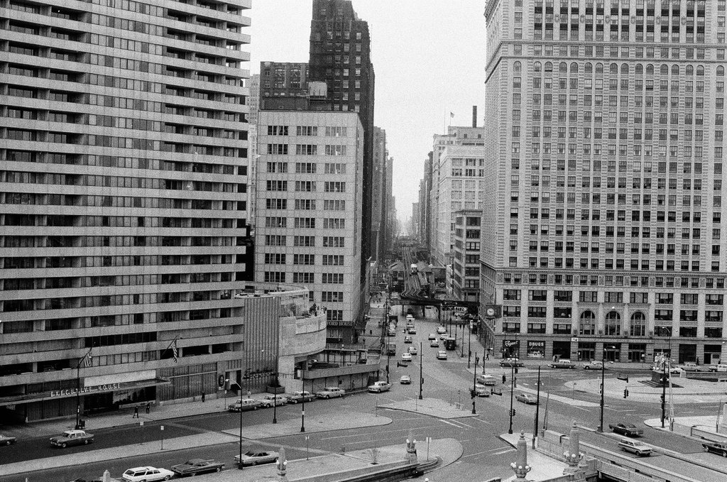 View of elevated train tracks and buildings - Hartland Klotz for Chicago Sun-Times