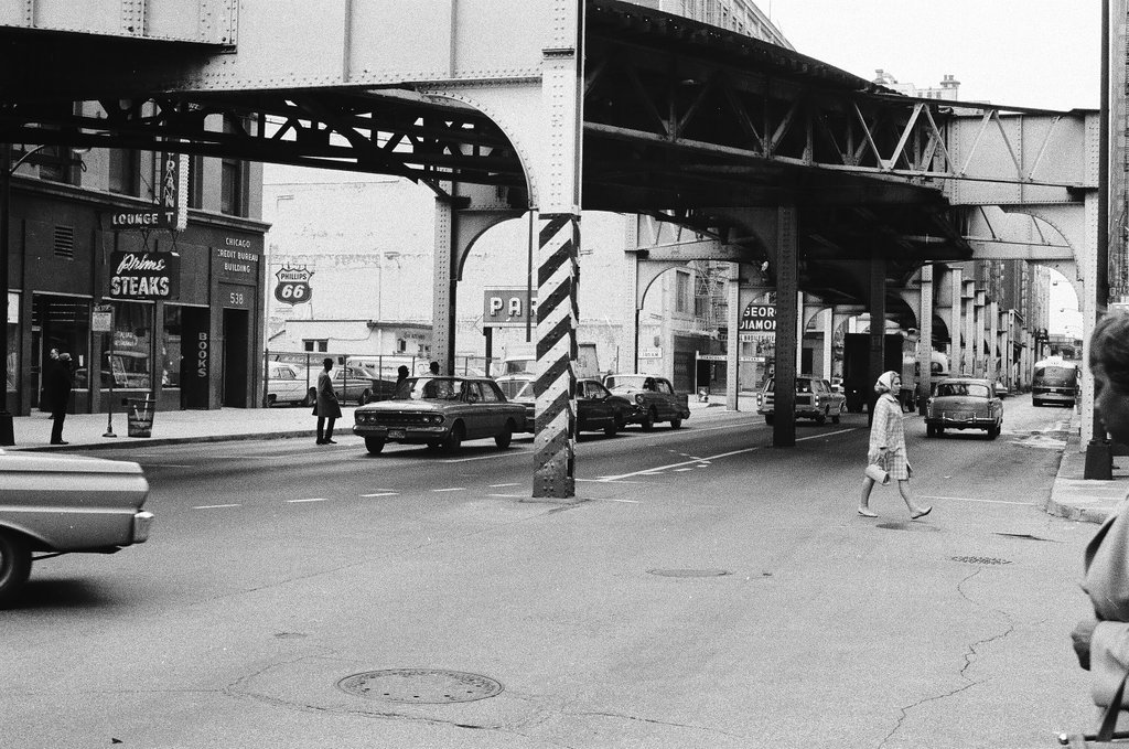 View of elevated train tracks and buildings - Hartland Klotz for Chicago Sun-Times
