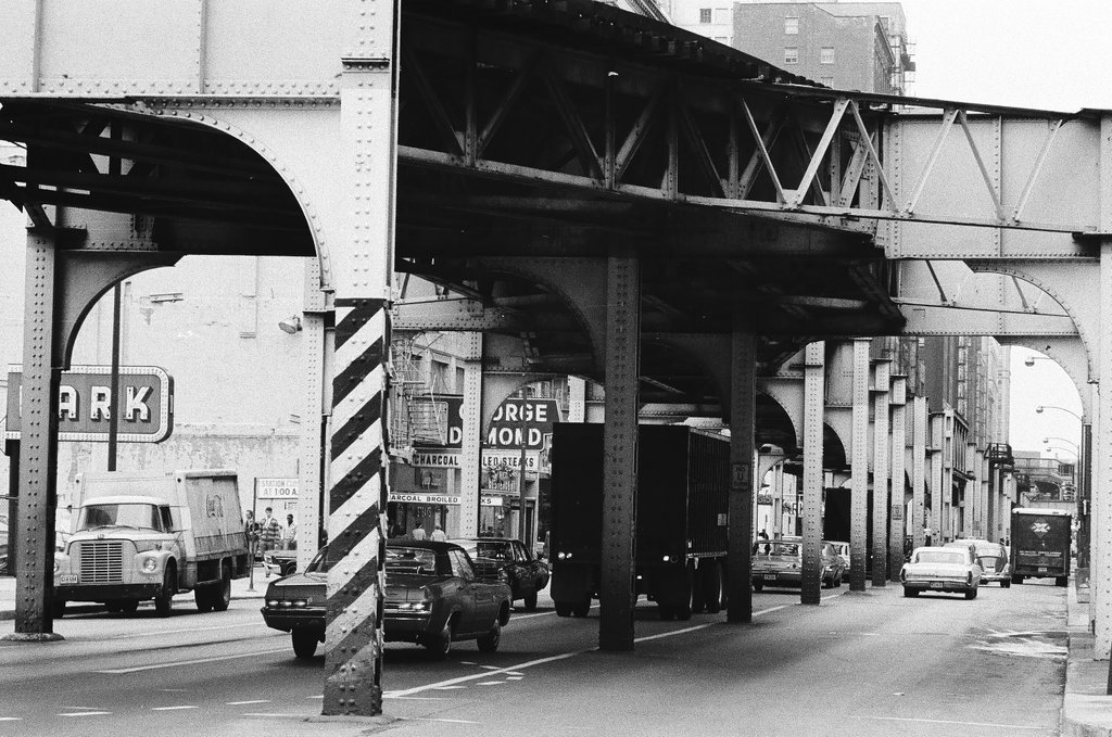 View of elevated train tracks and buildings - Hartland Klotz for Chicago Sun-Times