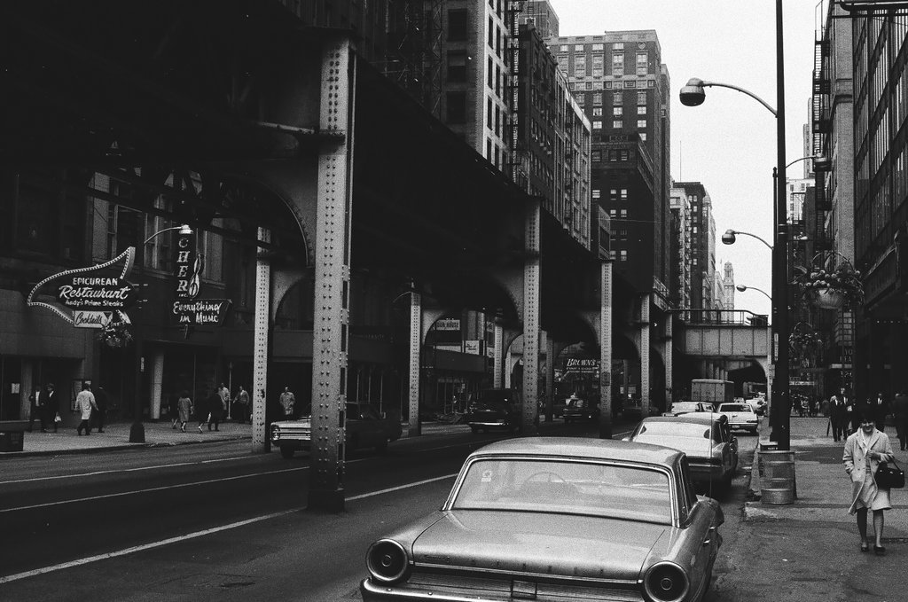 View of elevated train tracks and buildings - Hartland Klotz for Chicago Sun-Times
