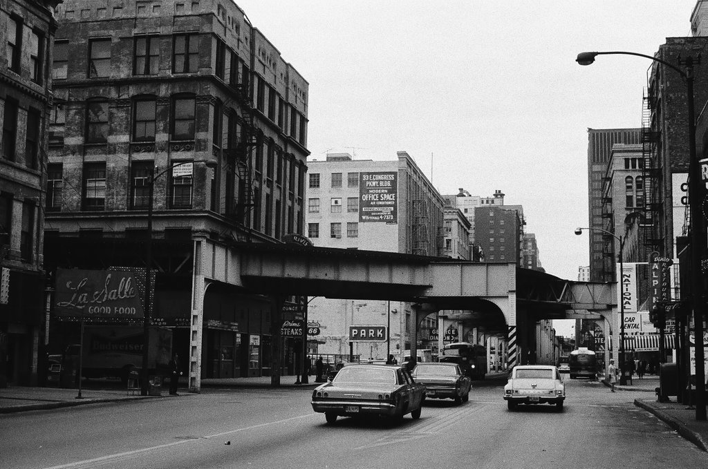 View of elevated train tracks and buildings - Hartland Klotz for Chicago Sun-Times