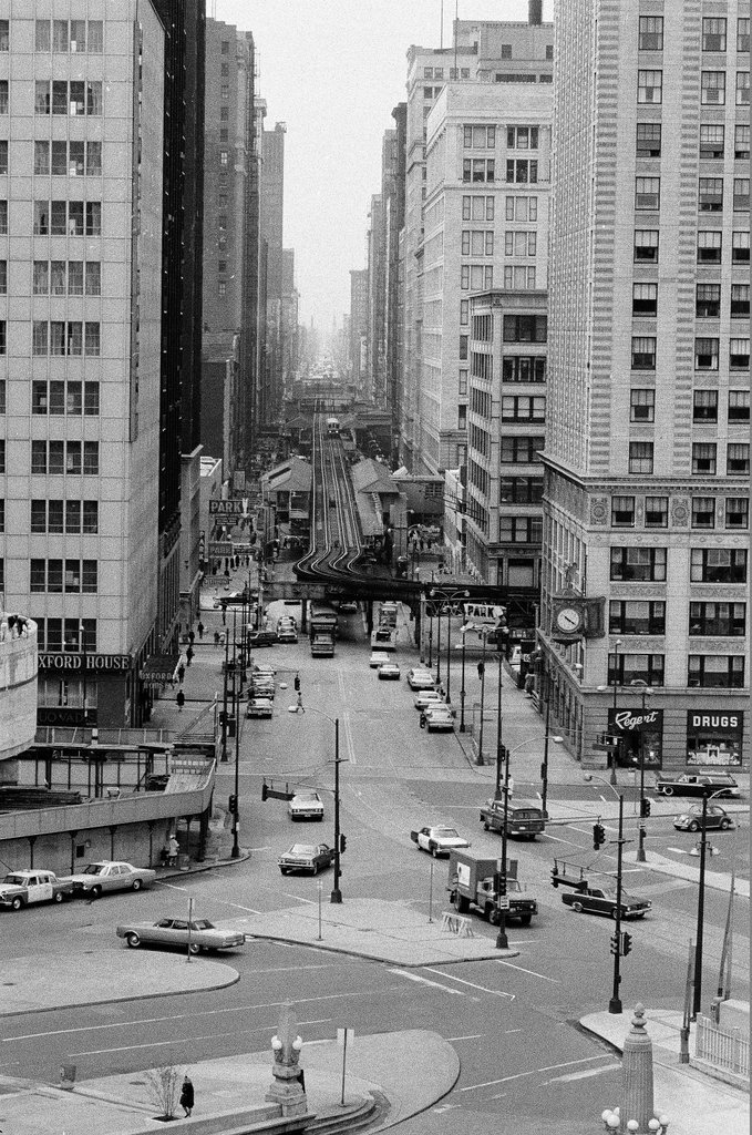 View of elevated train tracks and buildings - Hartland Klotz for Chicago Sun-Times