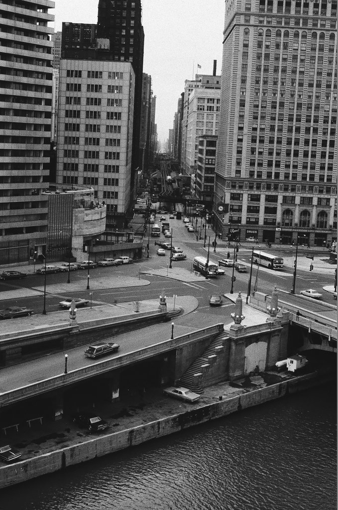 View of elevated train tracks and buildings - Hartland Klotz for Chicago Sun-Times