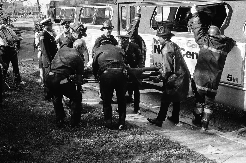 Bus accident at 49th and Lake Park - Peters (Clarence or Pete) for Chicago Sun-Times