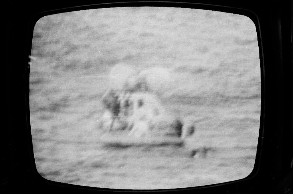 Television depicting Apollo 13 capsule splashdown - Howard Lyon for Chicago Sun-Times