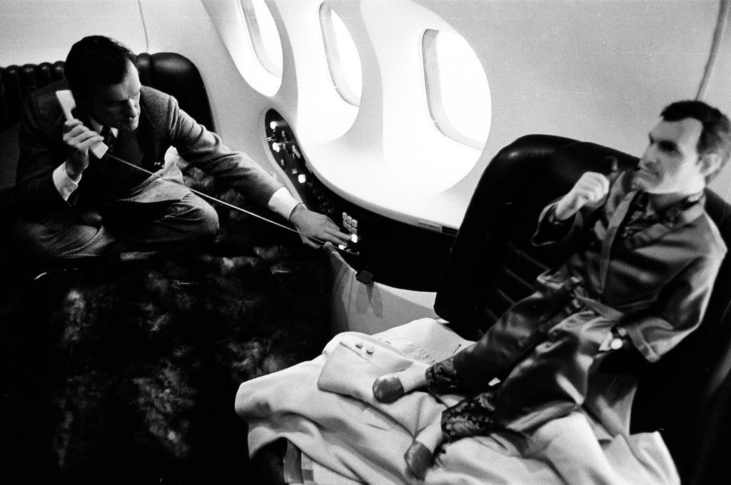 Hugh Hefner in his new private jet - Jack Dykinga for Chicago Sun-Times