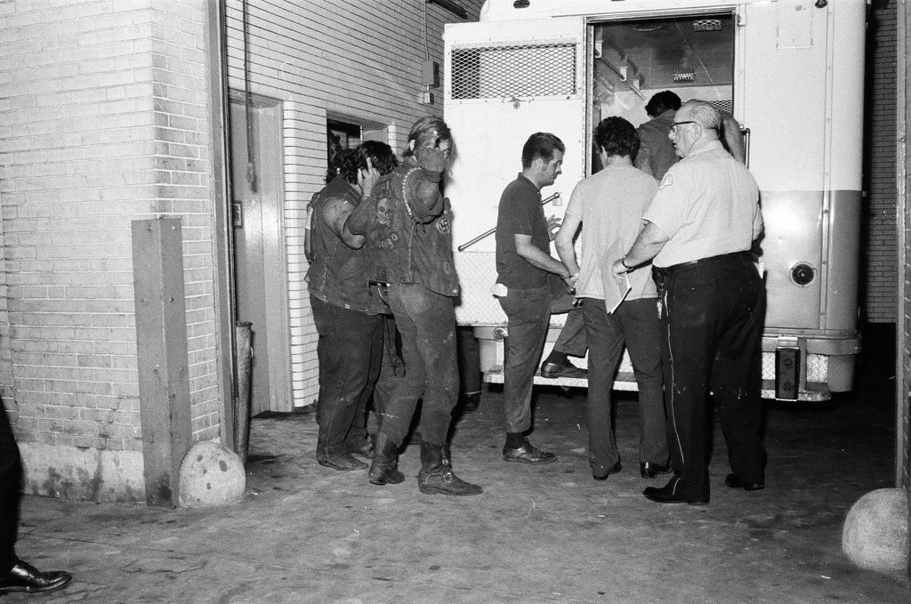 Motorcycle gang at police station - Chicago Sun-Times
