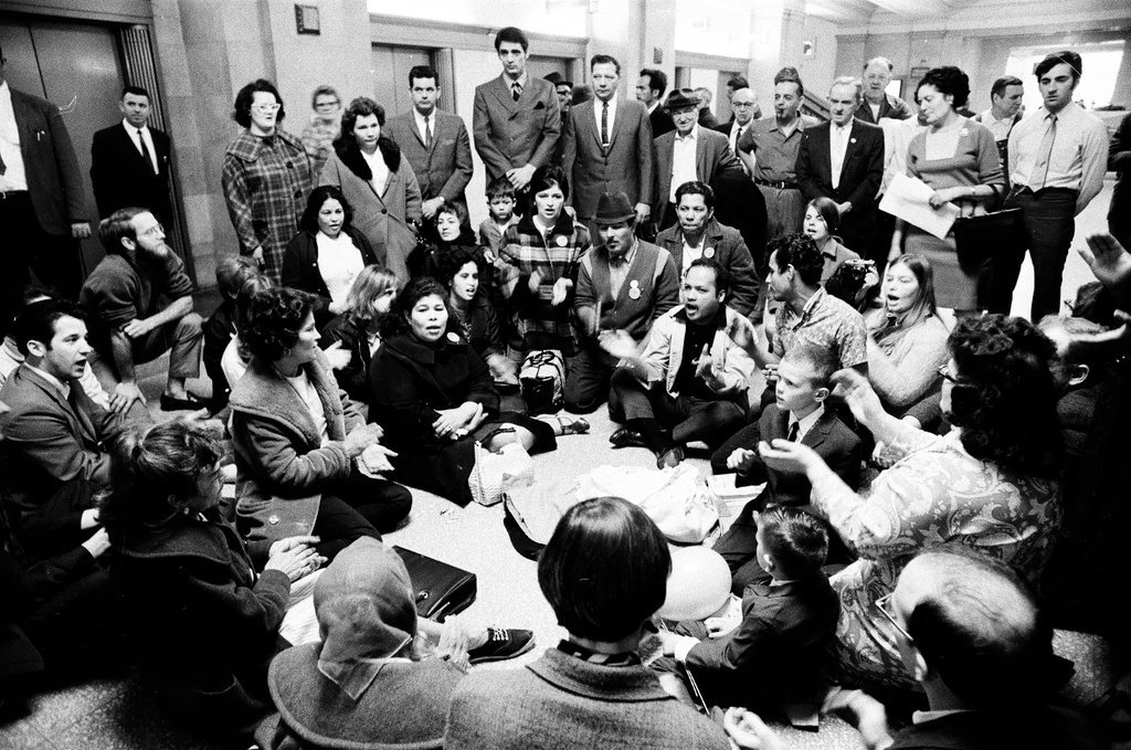 Protesters in the Cook County Building - Chicago Sun-Times