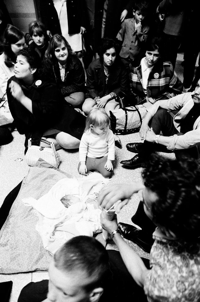 Protesters in the Cook County Building - Chicago Sun-Times