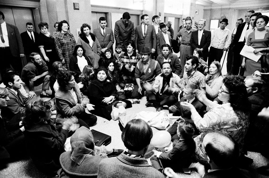 Protesters in the Cook County Building - Chicago Sun-Times