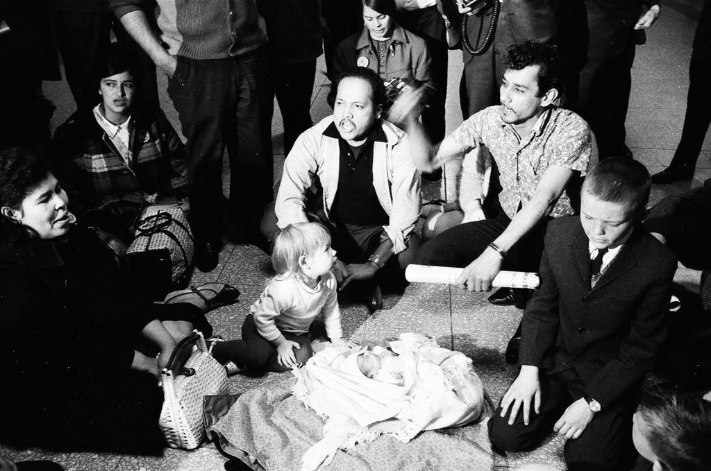 Protesters in the Cook County Building - Chicago Sun-Times