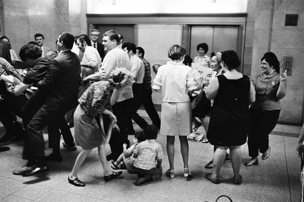 Protesters in the Cook County Building - Chicago Sun-Times