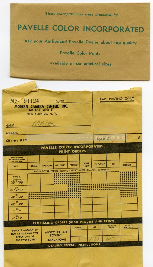 Pavelle Color processing envelopes owned by Vivian Maier - Pavelle Color
