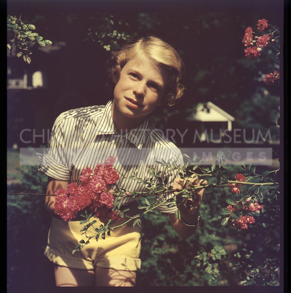 Girl with a rose branch - Maier, Vivian