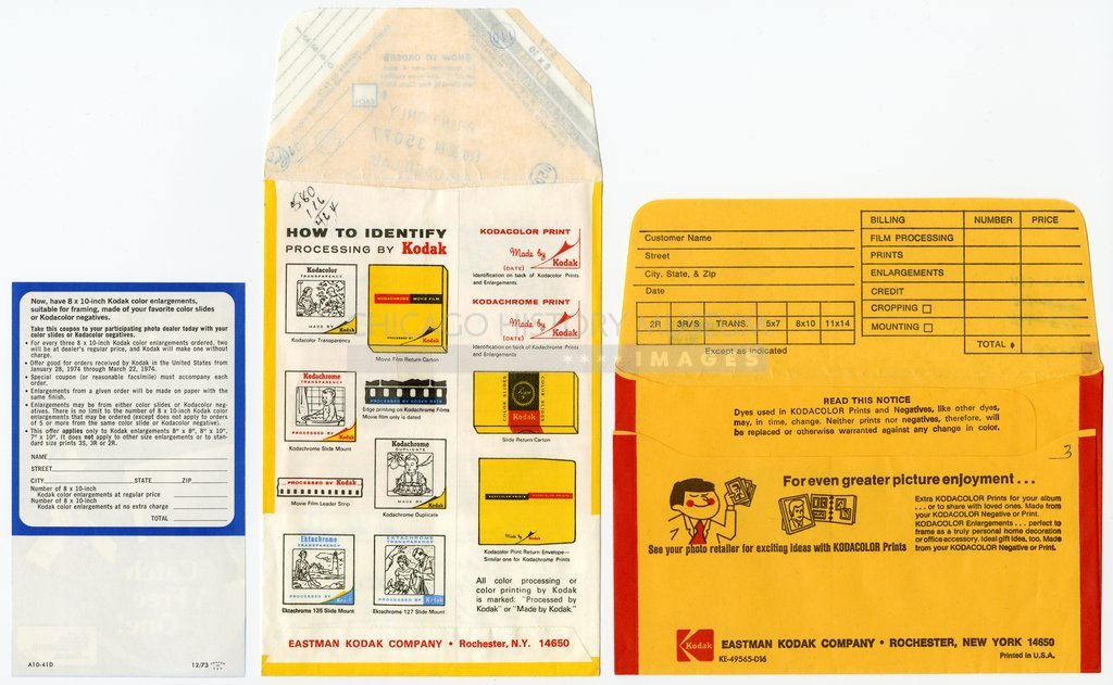 Reverse of Kodak processing envelope owned by Vivian Maier - Eastman Kodak Company