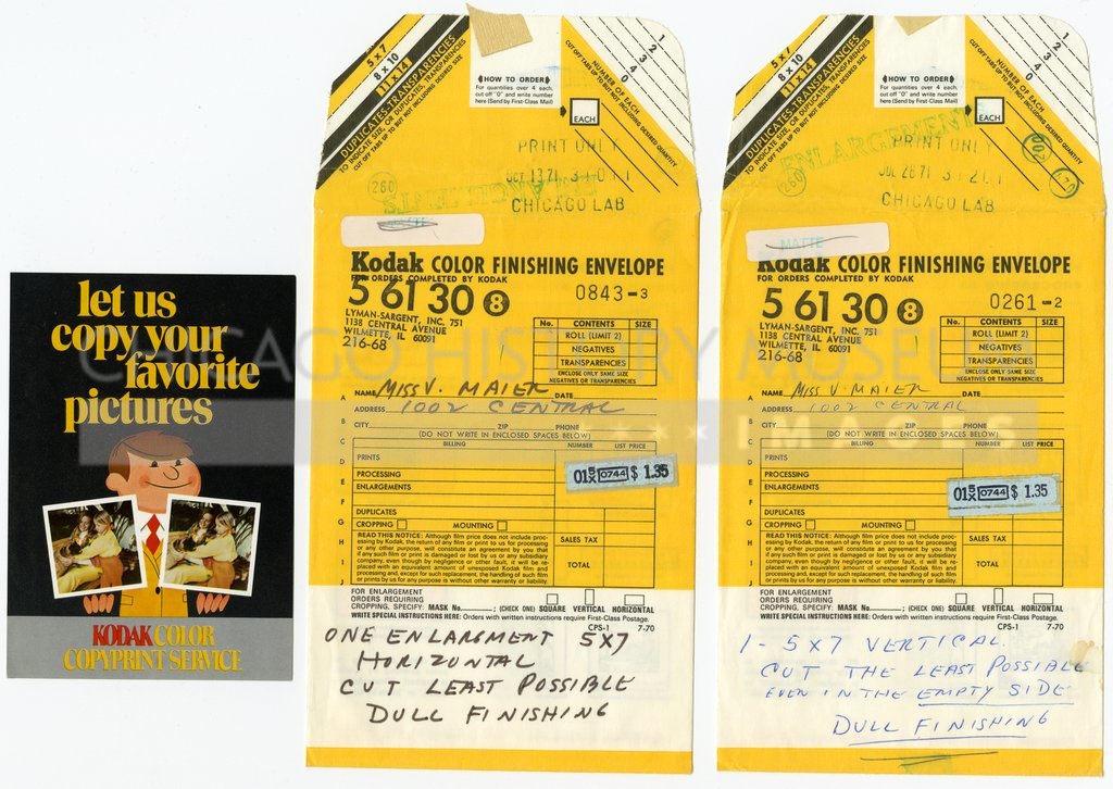 Kodacolor processing envelopes and flyer owned by Vivian Maier - Eastman Kodak Company