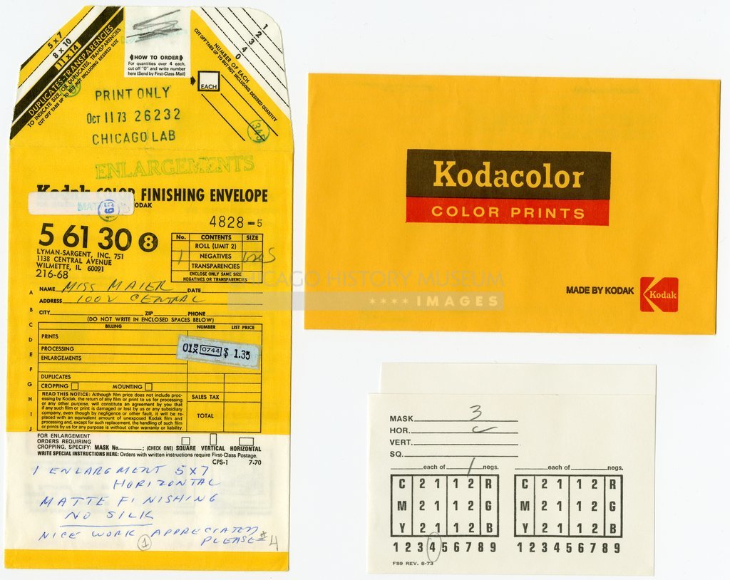 Kodak processing envelope owned by Vivian Maier - Eastman Kodak Company
