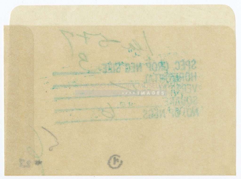 Reverse of negative envelope owned by Vivian Maier