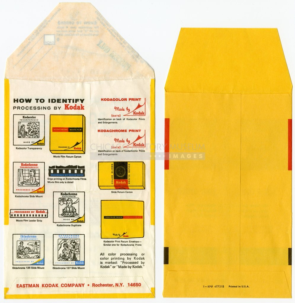 Reverse of Kodak processing envelopes owned by Vivian Maier - Eastman Kodak Company